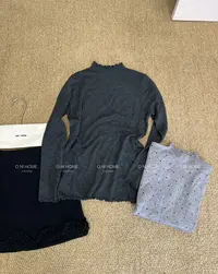 【欧尼家】秋冬~韩系木耳边波点打底衫 衣长59