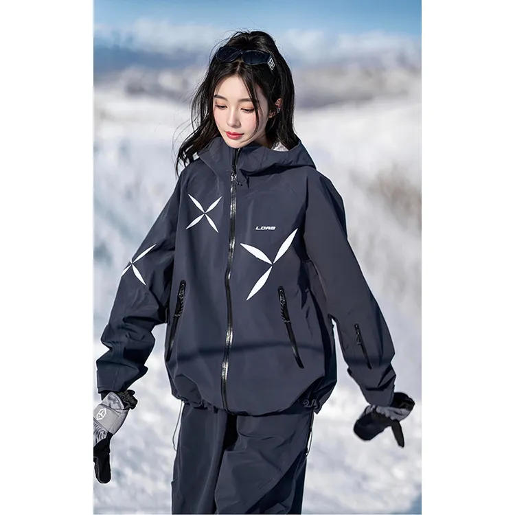 芙沿黑色星芒滑雪服套装女2025冬季新款防风防水防寒单双板雪服男