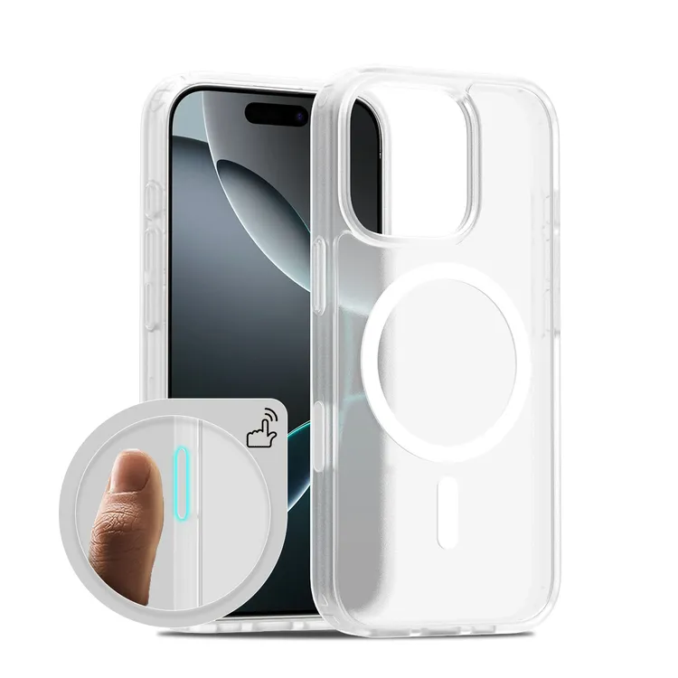 适用iPhone17Pro半透明磨砂手机壳磁吸软边硬底保护壳