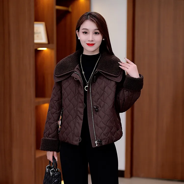 小个子短款pu皮棉衣外套女2025秋冬新款时尚洋气百搭妈妈装棉服