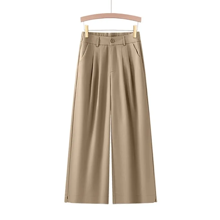 薄款莱赛尔天丝阔腿裤女2025春夏新款小个子宽松高腰直筒八分裤子