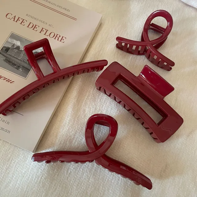 红色系复古高级感in抓夹树脂鲨鱼夹盘发夹子头饰发夹女后脑勺百搭