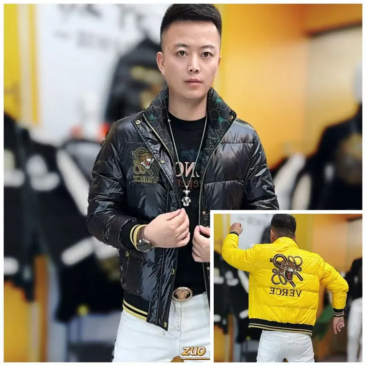 8098时尚都市潮流冬季短款保暖刺绣高品质修身男士羽绒服