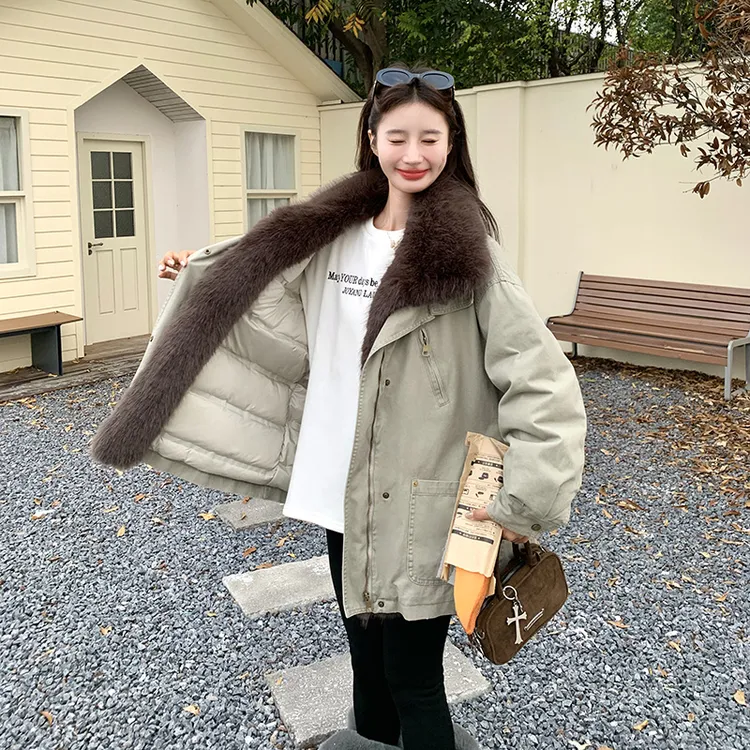 加厚派克服羽绒服女款爆款2025新款冬季轻奢洋气外套中长款时髦
