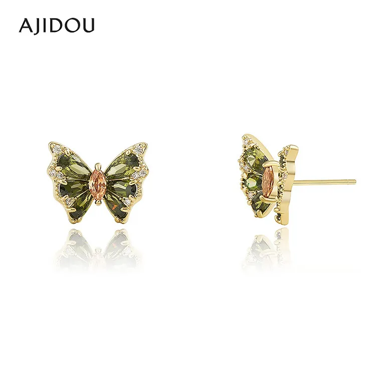 合金合成锆石耳饰 AJIDOU阿吉豆柔美时尚蝴蝶耳钉
