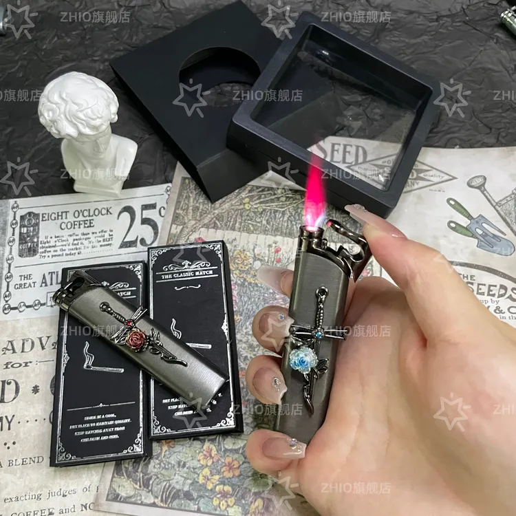 【玫瑰系列】精致银色气质百搭时尚打火机创意充气打火机礼物