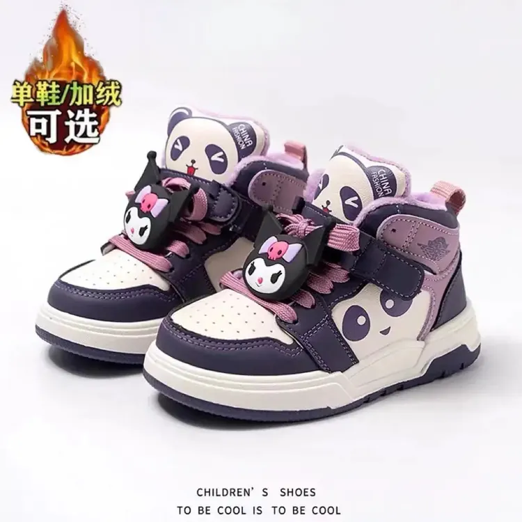 库洛米女童运动鞋2025新款冬季儿童加绒高帮鞋保暖板鞋二棉鞋au商品图