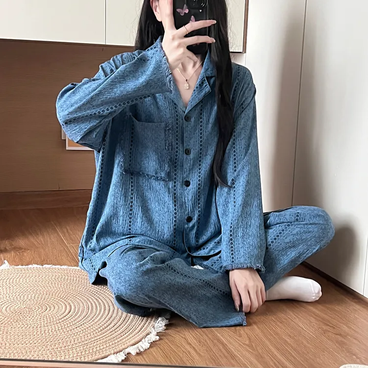 【热卖长袖套装】250斤睡衣女新款云朵棉长袖长裤可外穿家居服套装1
