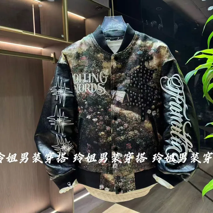 秋冬美式拼接棒球服男棉服外套时尚流行重磅刺绣夹棉男款外套潮牌