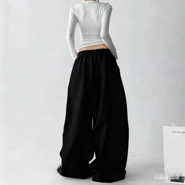 白色运动裤女2025秋装新款韩版宽松街舞潮酷百搭休闲裤高腰阔腿裤