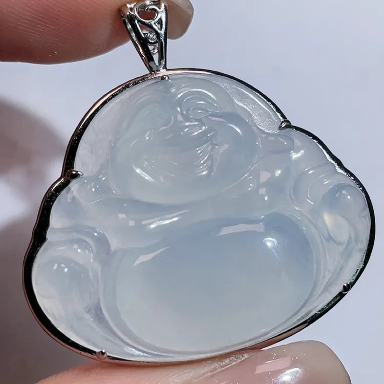 天然缅甸翡翠金镶嵌冰种佛公精美挂件18K金吊坠多样性发货