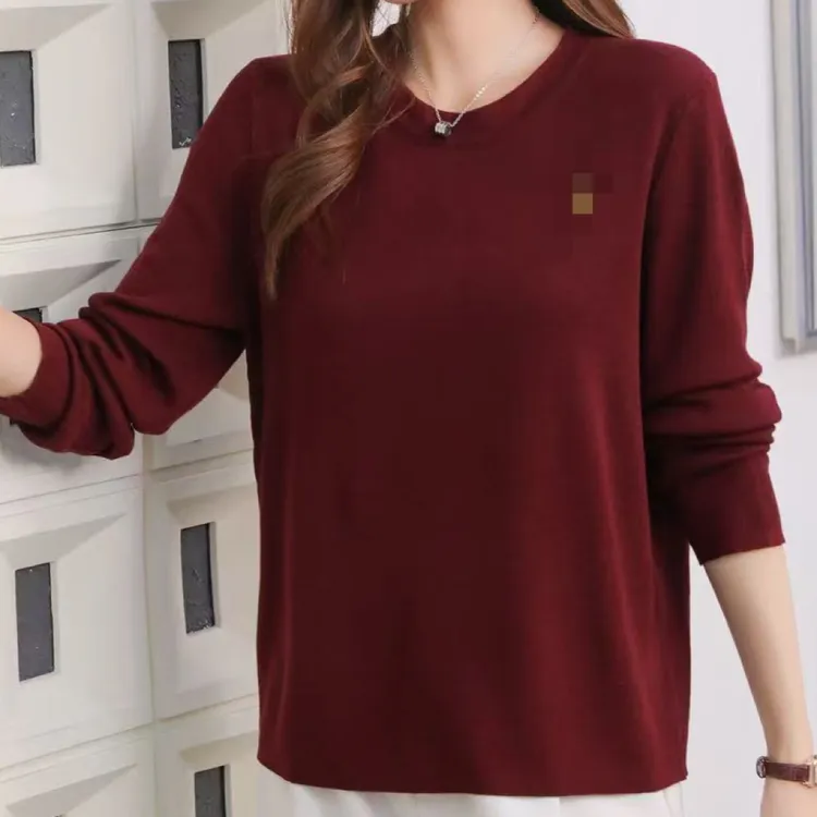 冬季新款圆领打底衫女长袖修身显瘦百搭针织内搭洋气时尚上衣