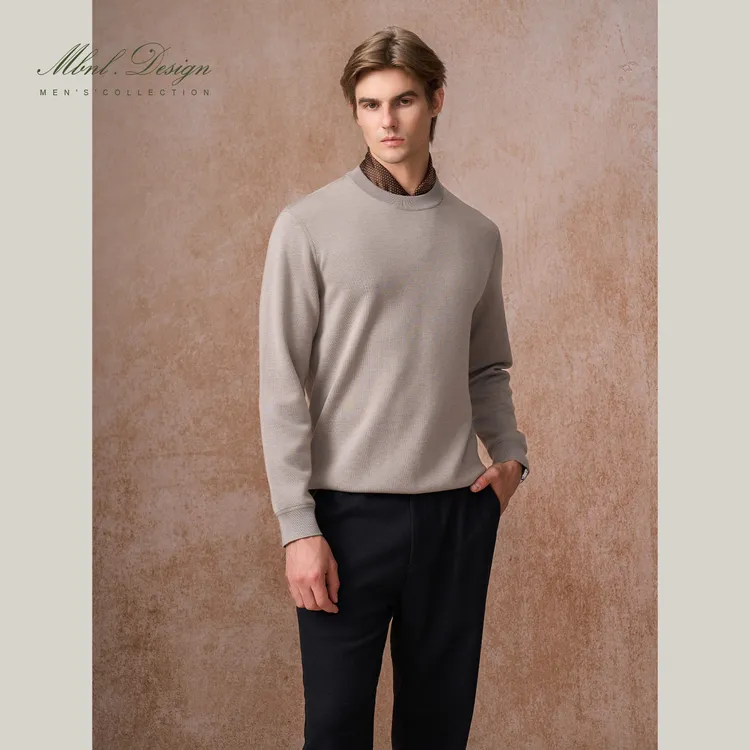 MBNL-F「Di Alta」秦磊男装绵羊毛混纺平纹编织针织衫LL-WSY1189