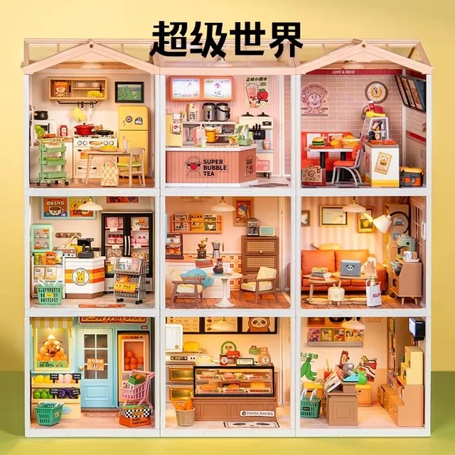 rolife若来diy小屋超级世界商店奶茶店积木儿童益智拼装玩具模型
