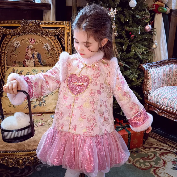 【福禄满满】女童夹棉旗袍裙冬拜年服连衣裙公主裙