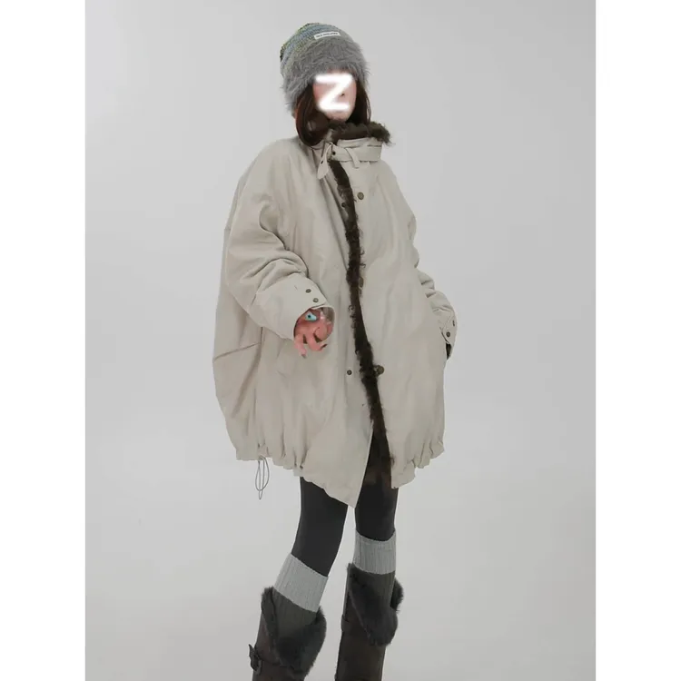 高品质2025新款冬季大毛领派克服短款小个子工装夹克棉服棉衣外套