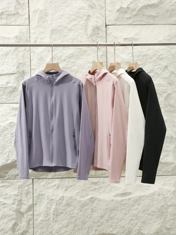 秋季女士收腰修身显瘦纯色百搭时尚简约连帽薄开衫外套36002