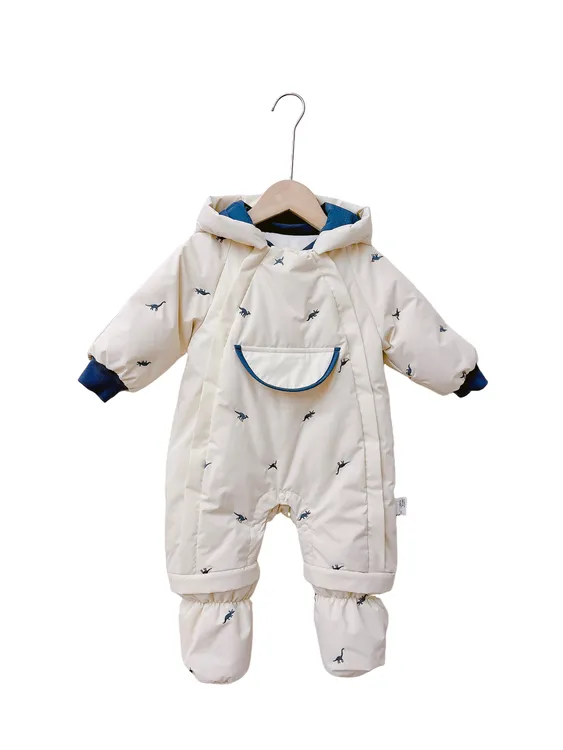 新国标90白鸭绒刺绣恐龙加厚婴幼儿连体羽绒服冬季秋季宝宝婴儿