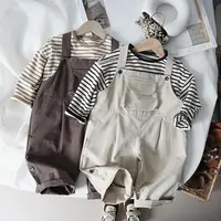 精品质感男童背带裤2025秋款韩版女童宝宝洋气萌翻百搭直桶老爹裤