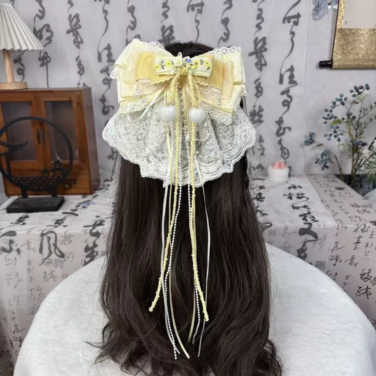 【绒绒黄油】国风发夹多层次蝴蝶结发饰头饰甜美弹簧夹