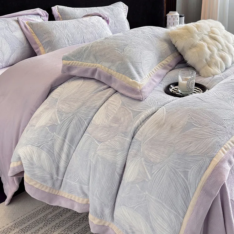 撸猫手感~冬季防寒牛奶绒四件套保暖加厚高端250克宝宝绒床单被套