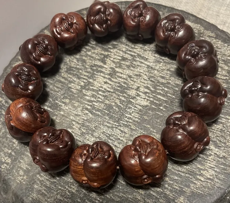 笑佛海黄沉水高货定制款无胶无蜡正宗海南黄花梨