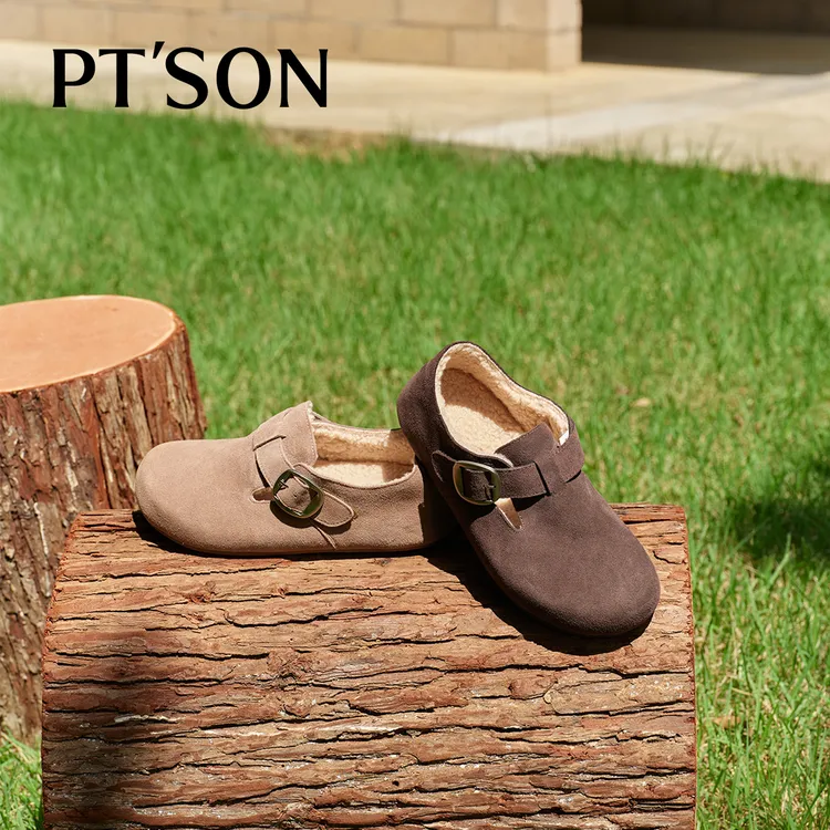 百田森秋冬勃肯鞋2025新款懒人一脚蹬软乎乎休闲鞋保暖加绒单鞋