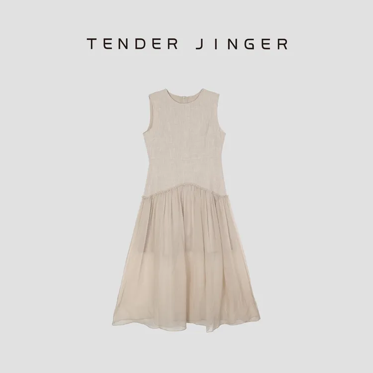 Tender Jinger【黑标】无袖背心拼接修身连衣裙T52TG30551