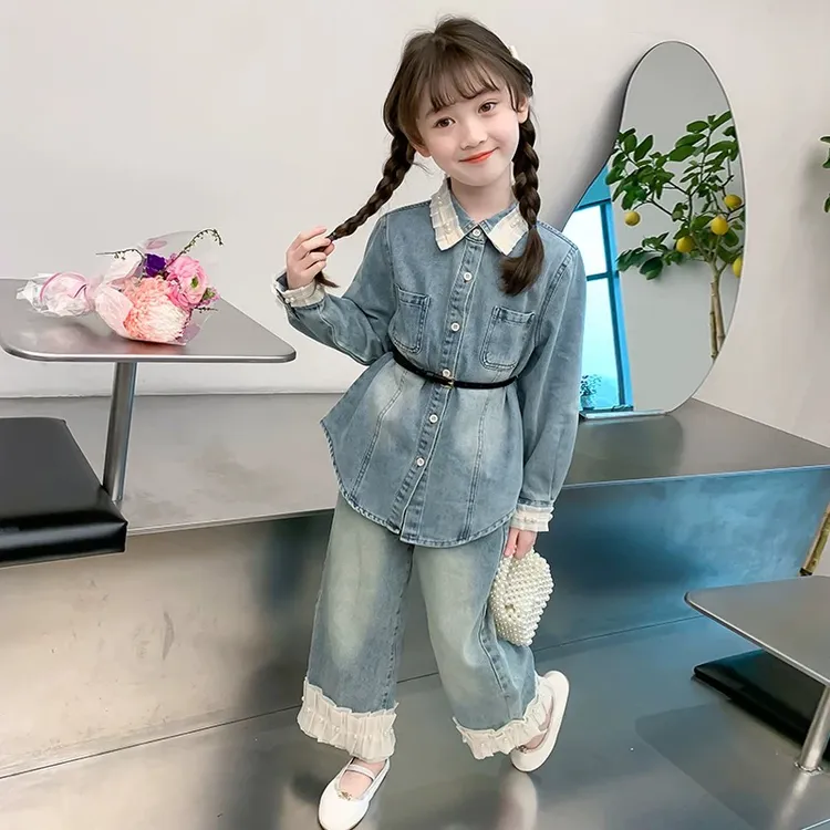 女童春装2025新款套装儿童网红洋气牛仔两件套春秋季女孩时髦衣服