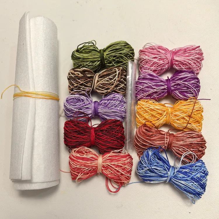 新手体验包刺绣花朵段染8号蕾丝线大眼手缝针不织布