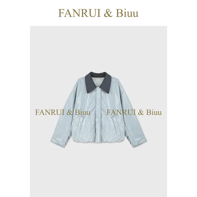 抖音双11泛芮「雾岛樱」鹅绒复古百搭高级感皮衣羽绒外套女B18856