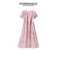 【重百百货】马克华菲女装简约百搭短袖中长款连衣裙 F52028A083