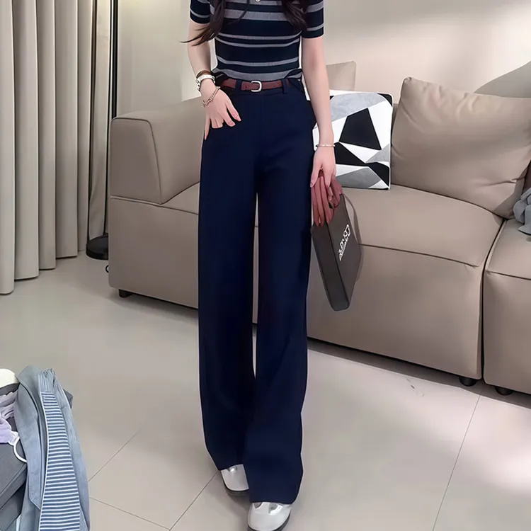 宽松显瘦长款西裤洋气直筒阔腿裤女装夏季新款时尚高腰百搭休闲裤