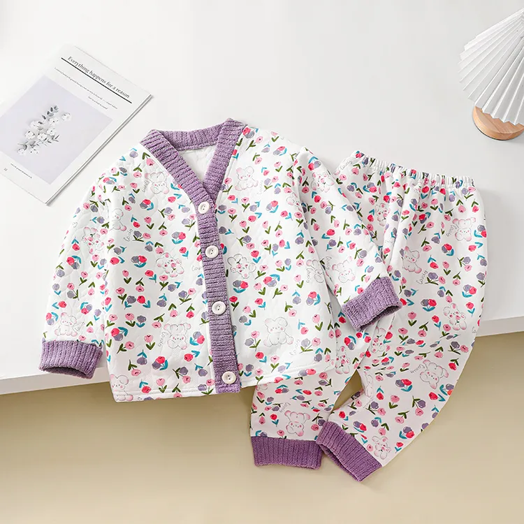 儿童睡衣女童秋冬开衫内搭空气棉小女孩中大童初中生家居服