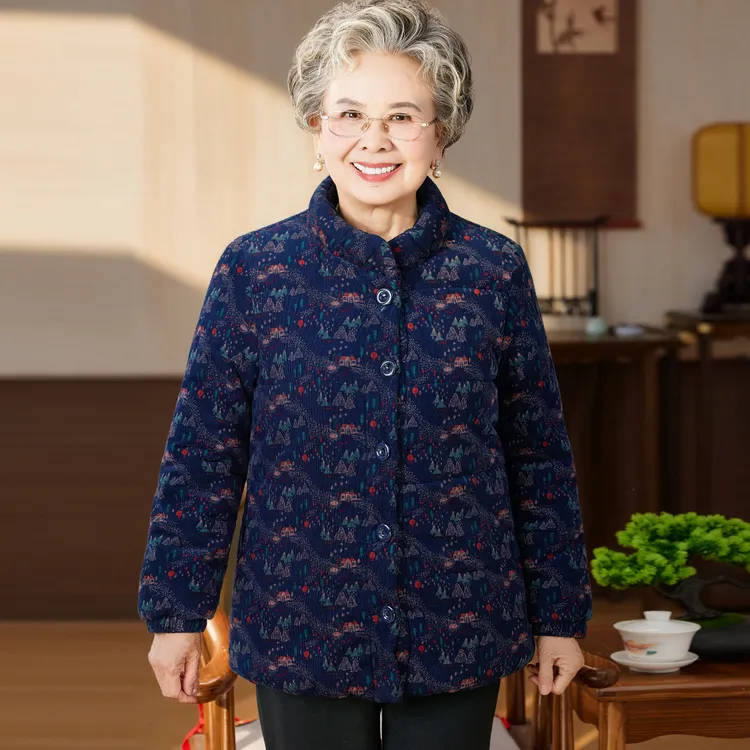老年人妈妈冬季灯芯绒纯棉棉衣外套婆婆姥姥冬装全棉棉袄奶奶衣服