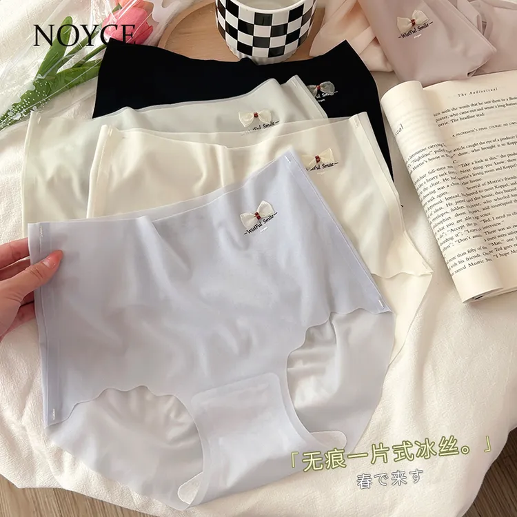 NOYCE女生中腰无痕3D立体吸臀超薄裸感冰丝蝴蝶结内裤LH