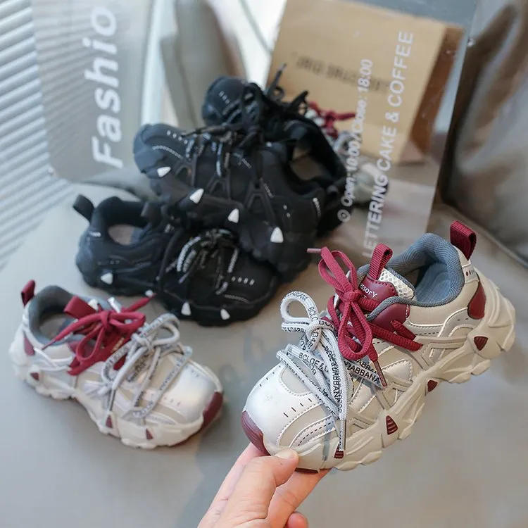 小黄鸭女童鞋子春季2025新款儿童红色运动鞋轻便软底跑步老爹鞋爆