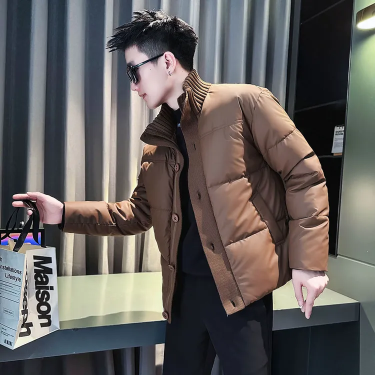 棉服男款冬季2024新款爆款针织拼接保暖棉袄冬天外衣男士棉衣外套