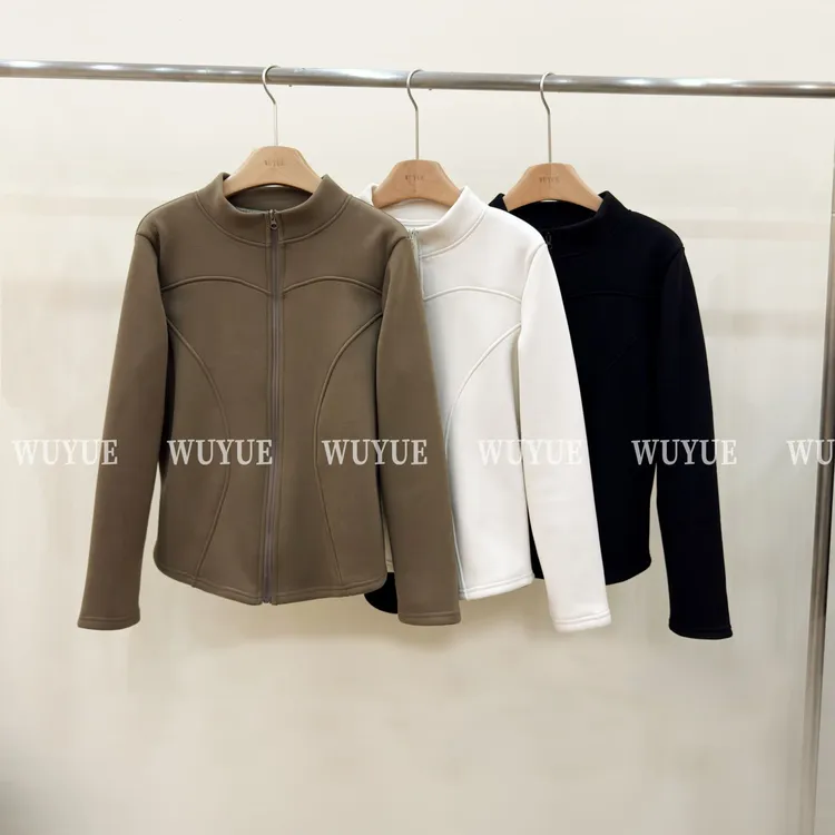时尚保暖女立领纯色外套修身设计感2025年秋冬新款女装胖MM百搭潮