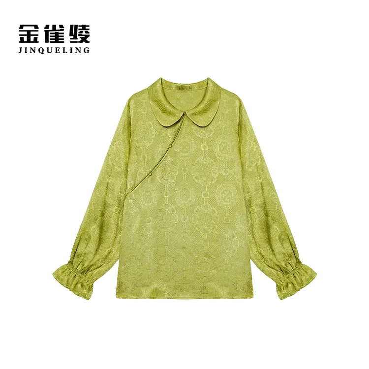 金雀绫【小逢春】娃娃领提花工艺新中式加宽加大衬衫SZA1SL866