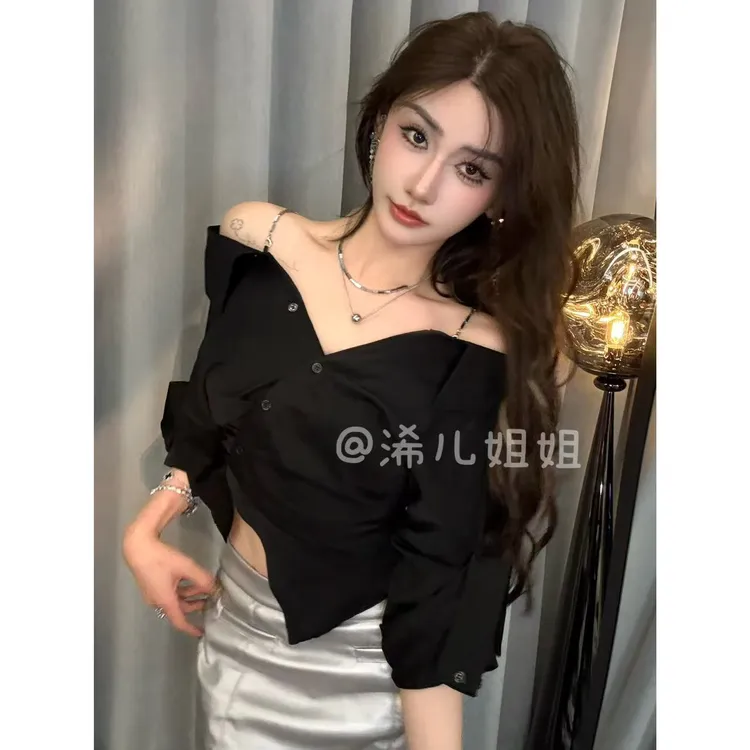 【非正式漂亮】反复爱！巨瘦版也是很心水的一件黑衬衫～