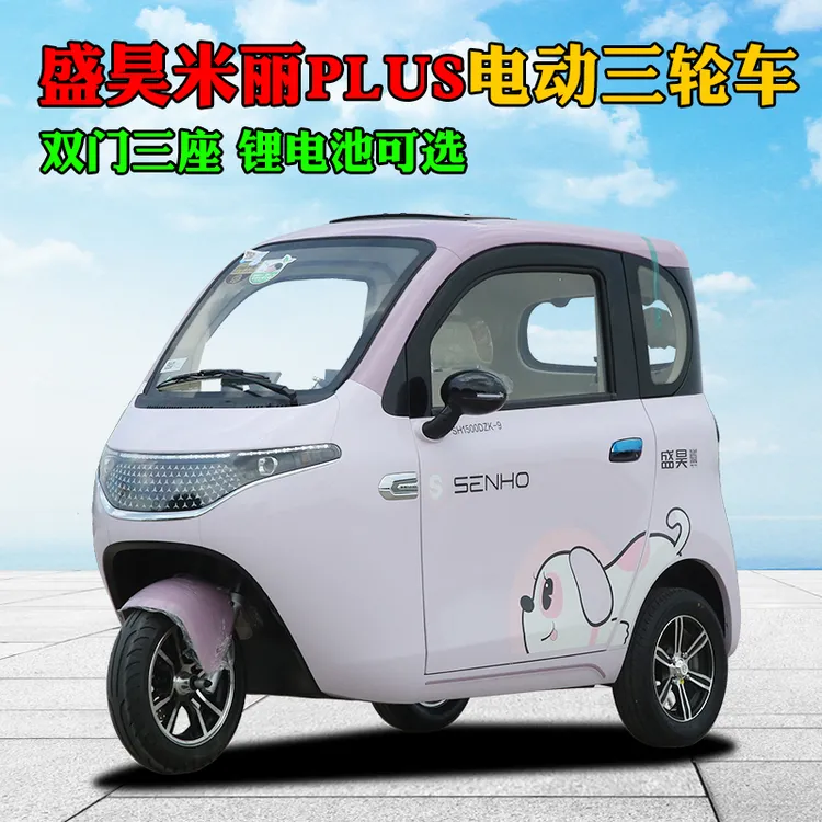 新款盛昊米粒plus电动四轮车成人家用手把式锂电池接送孩子代步车
