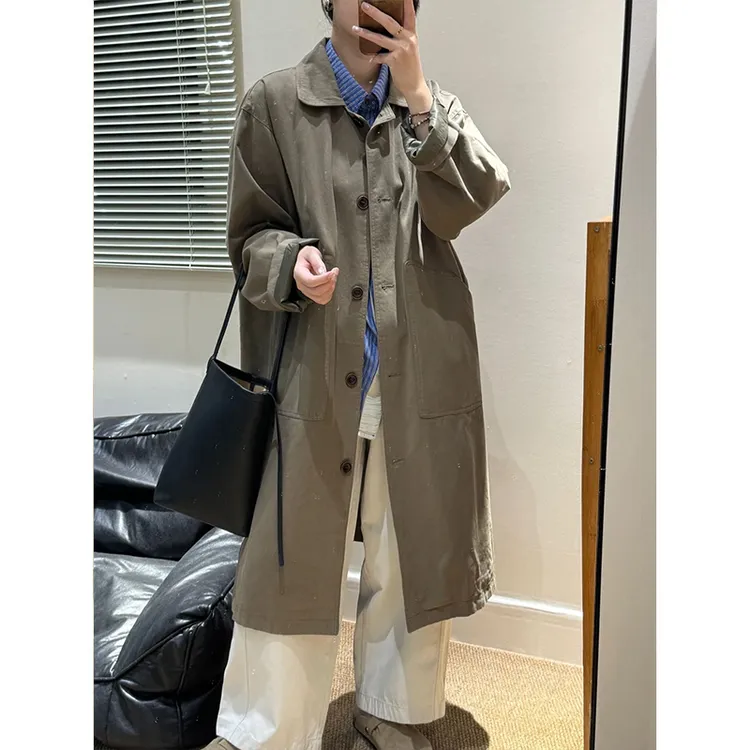 韩版小众时尚风衣外套女2025年秋季新款宽松百搭工装中长款大衣潮