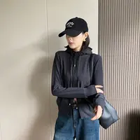 【小辣姣服饰】7810卫衣打底宽松型连帽保暖水洗拉链气质短款冬季