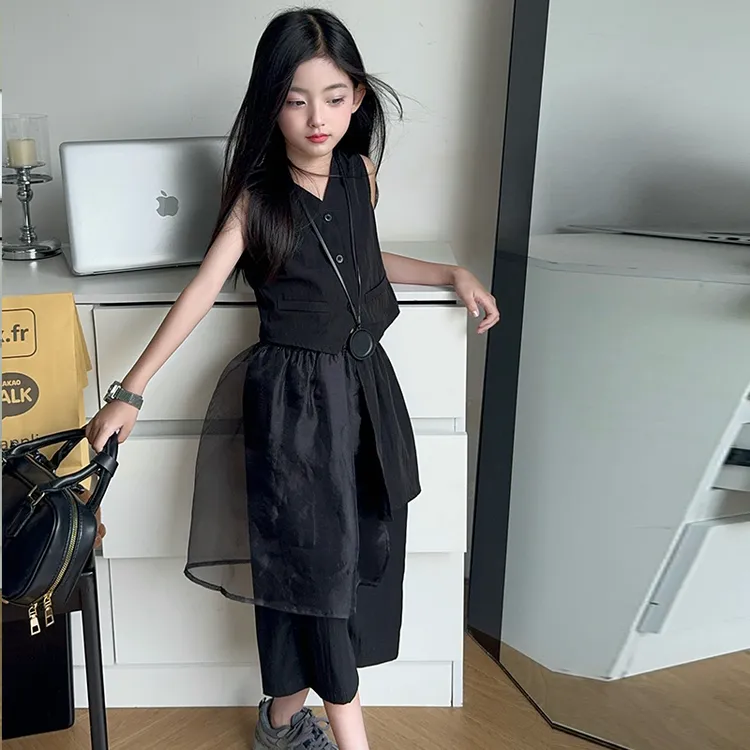 女童马甲套装夏季2025新款洋气中大童设计感夏装时髦两件套6-12岁