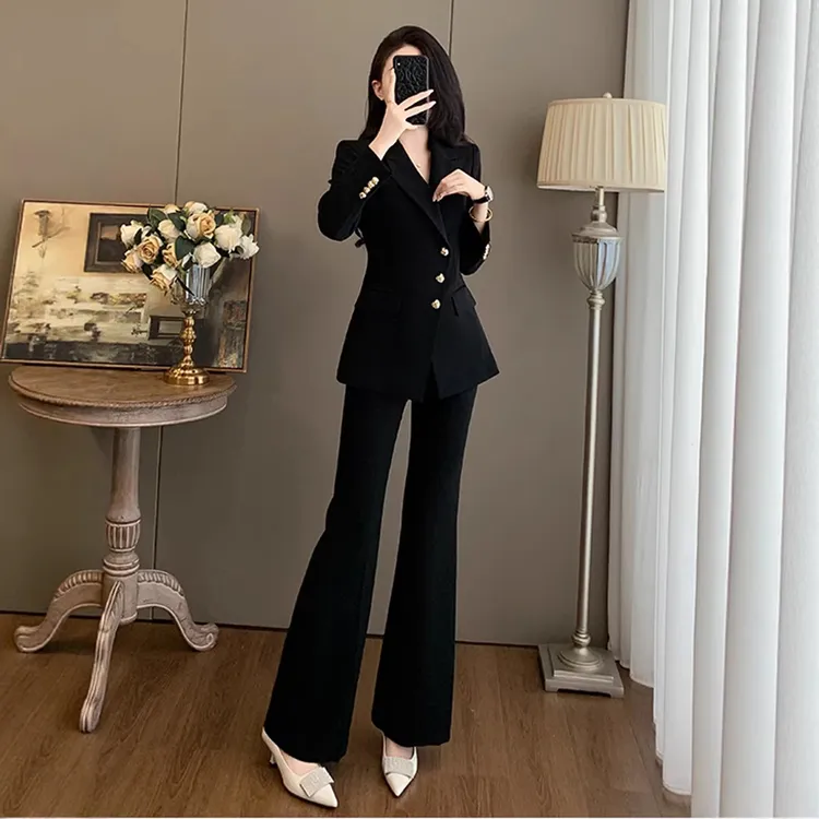 大码时尚御姐女神范高端小香风西装外套女气质职业套装长裤两件套