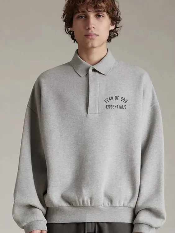 Essentials Fall24 BACK TO SCHOOL系列Fleece Polo印花套头长袖