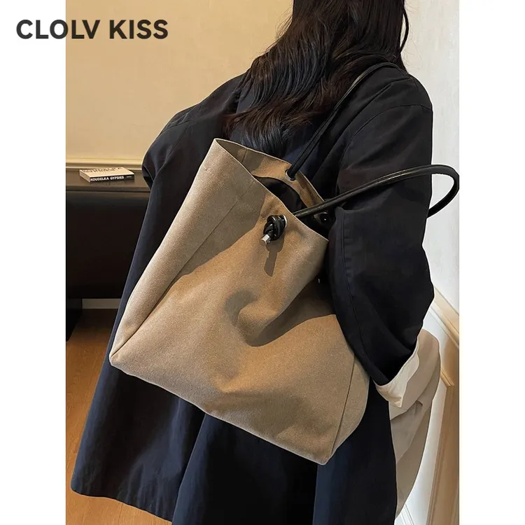 CLOLV&KISS复古大容量托特包女2025夏季新款百搭单肩腋下包上班通