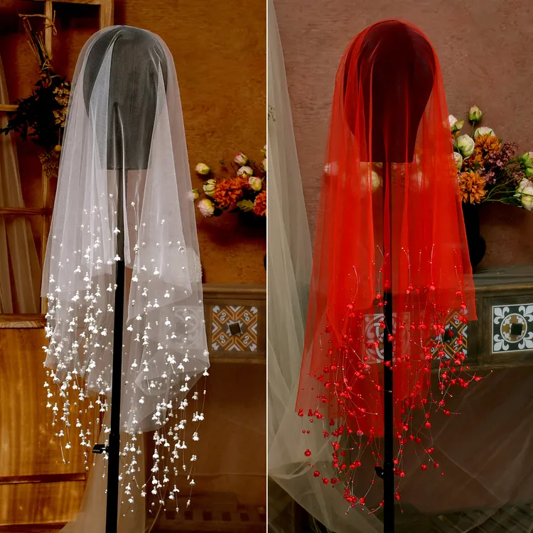 高级手作铃兰花头纱新娘结婚主婚纱头纱领证登记拍照道具结婚配饰