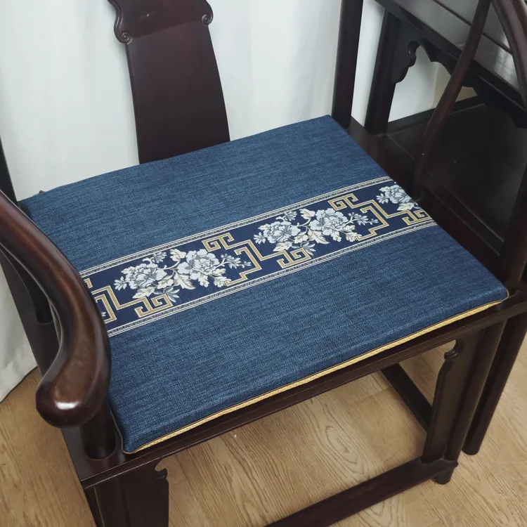 家用防滑坐垫加厚新中式茶椅屁垫简约桌椅垫棉麻通用红木椅官帽